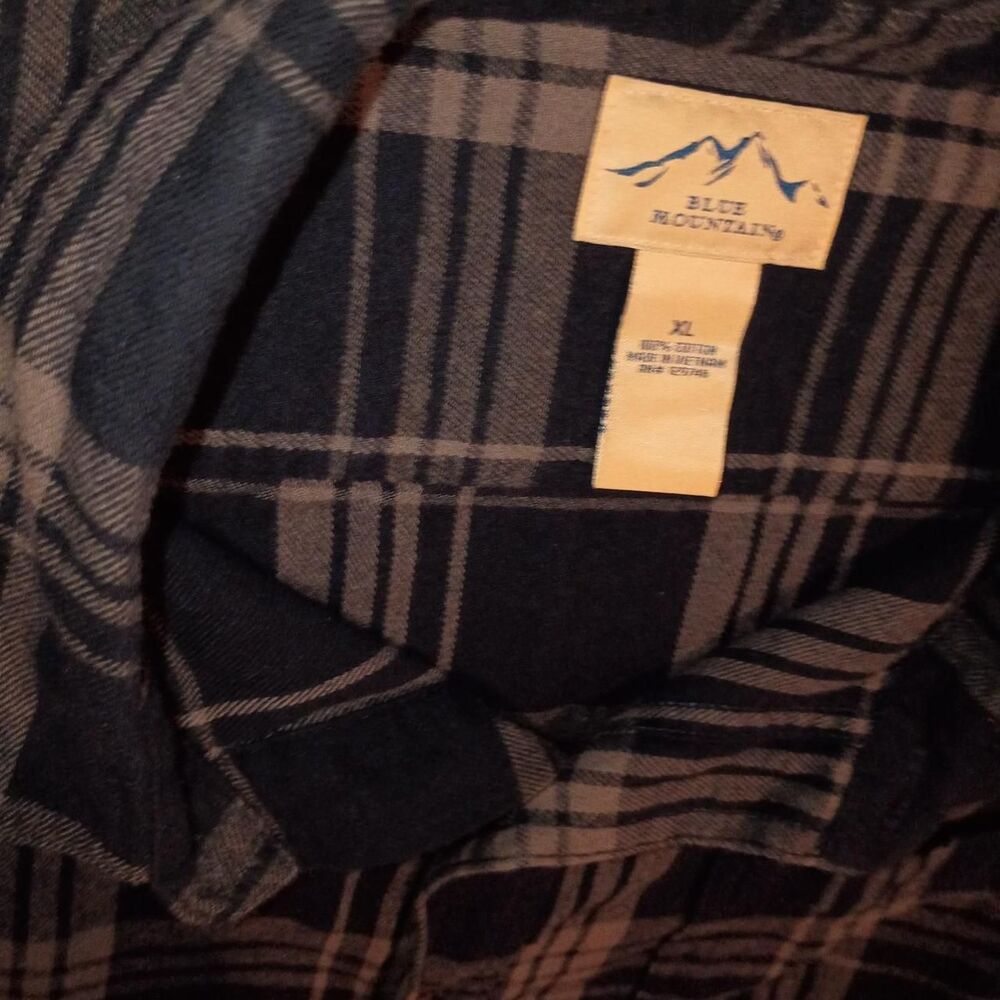 Blue-mountain Men's Brown and Navy Shirt
